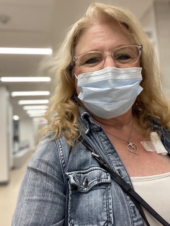 At MD Anderson The Woodlands  chemo center, following treatment on Thursday Oct. 6th. Every three weeks!